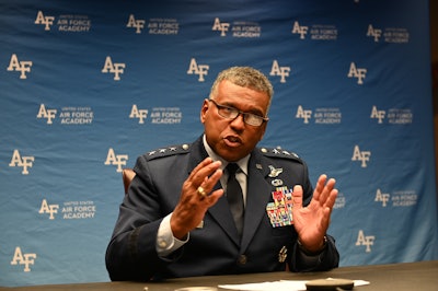 Lt. Gen. Richard Clark, U.S. Air Force Academy superintendent, delivers opening remarks during the virtual National Discussion on Sexual Assault and Sexual Harassment with America’s Colleges, Universities and Service Academies, at the U.S. Air Force Academy, Colo., Sept. 7, 2021. The multiday, collaborative event enabled more than 230 senior leaders from the Department of Defense and civilian academic institutions to develop partnerships and to share evidence-based best practices to prevent sexual assault and sexual harassment at colleges, universities and service academies. (U.S. Air Force photo by Tech. Sgt. Zach Vaughn)