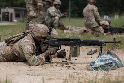 Mil Soldier Fires M240 B Machine Gun 1800